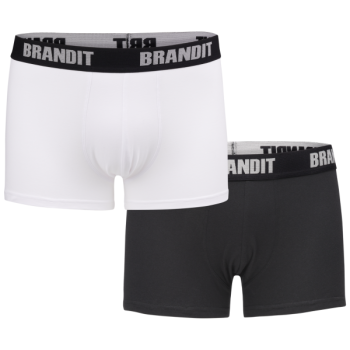 Pánské boxerky Brandit s logem, bílé-černé, 2 kusy, L