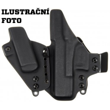 Vnitřní kydex pouzdro pro Glock 19 gen 5 + TLR-7A + zásobník, sweatguard plný, černé, plast. háky 40 mm, RH Holsters