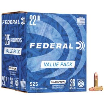 Malorážkové náboje 22 LR Champion Target Copper Plated HP, 36 gr, 525 ks, Federal