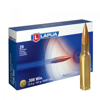 Puškové náboje 308 Win. D46, FMJBT, 12,00g, 185gr, Lapua