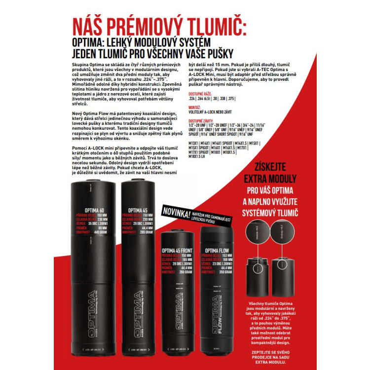 Modulový tlumič Optima 45, pro ráže do .30 (7,62 mm), A-TEC