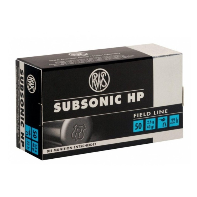 Malorážkové náboje 22 LR Subsonic HP, 40 gr, 50 ks, RWS