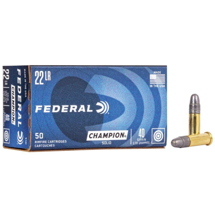 Malorážkové náboje 22 LR Champion LRN Solid, 40 gr, 50 ks, Federal