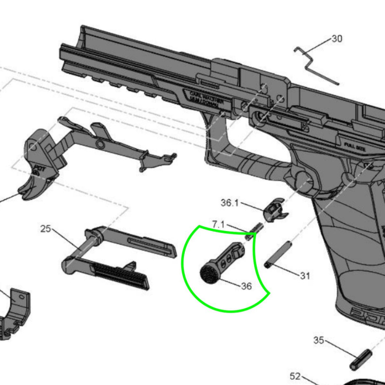 Tlačítko vypouštění zásobníku pro Walther PDP, Walther